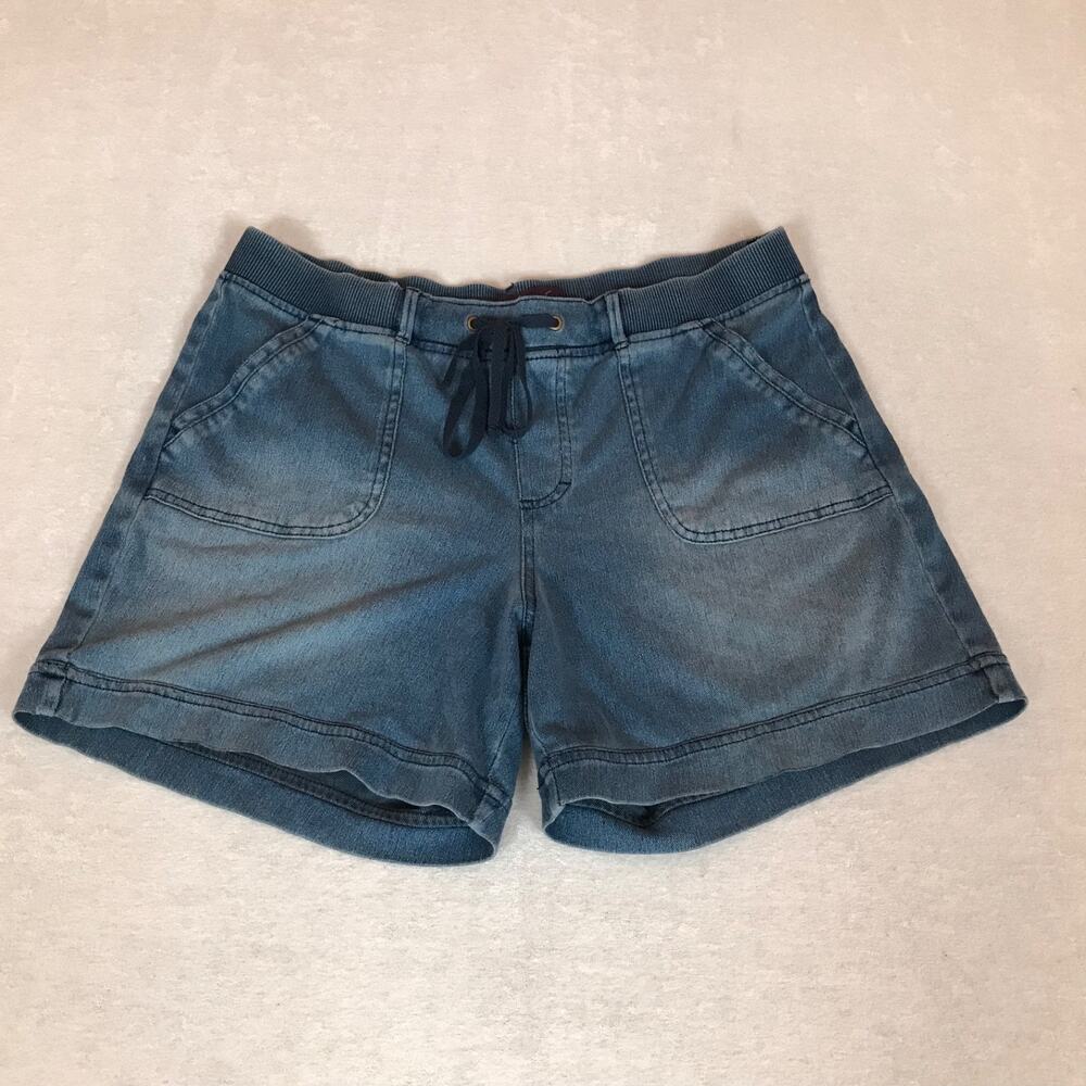 Gloria Vanderbilt Blue Cotton Blend Stretch Denim Style Drawstring Shorts